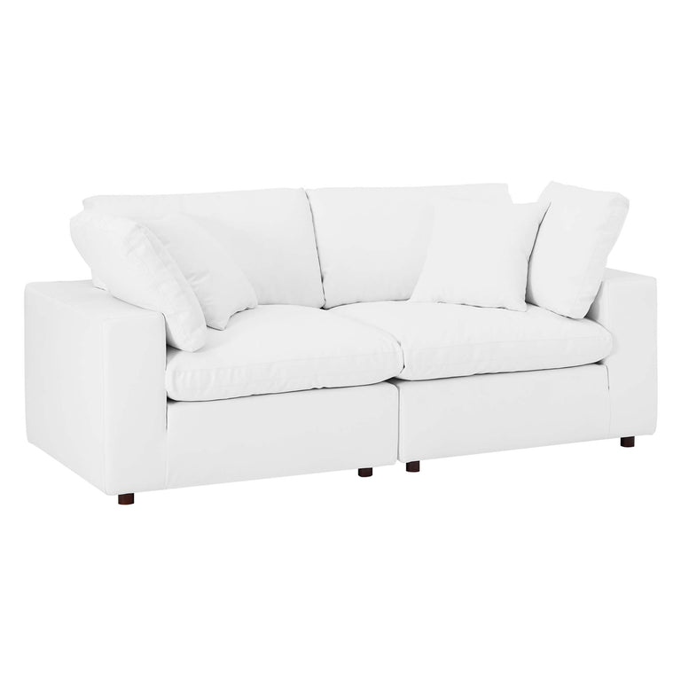 COMMIX OVERSTUFFED VEGAN LEATHER SOFA SECTIONAL | LIVING ROOM FURNITURE