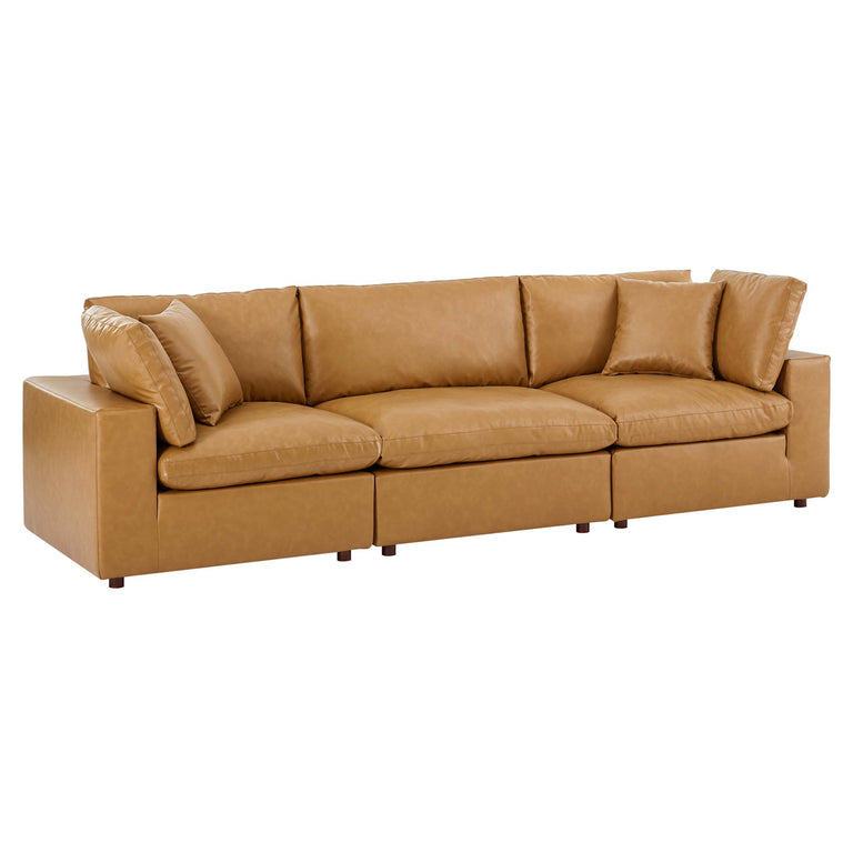 COMMIX OVERSTUFFED VEGAN LEATHER SOFA SECTIONAL | LIVING ROOM FURNITURE