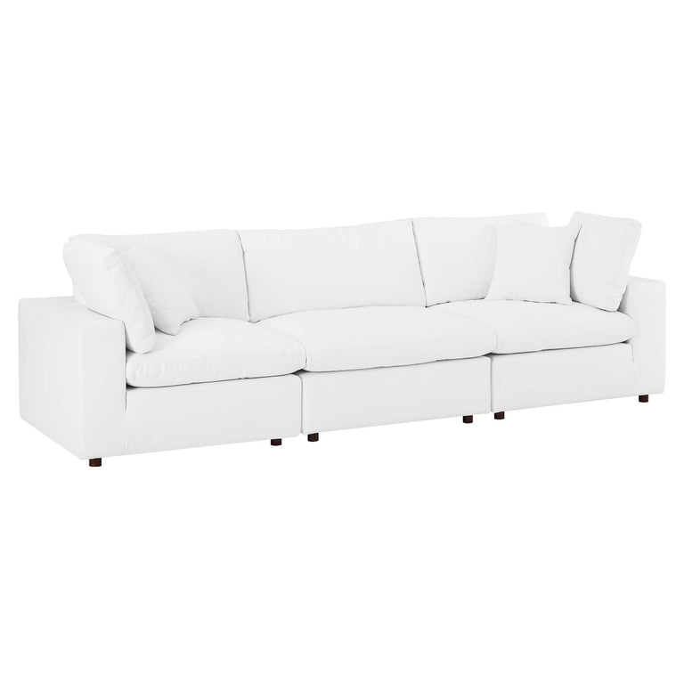 COMMIX OVERSTUFFED VEGAN LEATHER SOFA SECTIONAL | LIVING ROOM FURNITURE