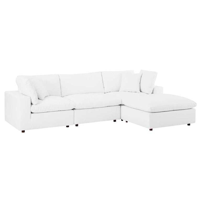 COMMIX OVERSTUFFED VEGAN LEATHER SOFA SECTIONAL | LIVING ROOM FURNITURE