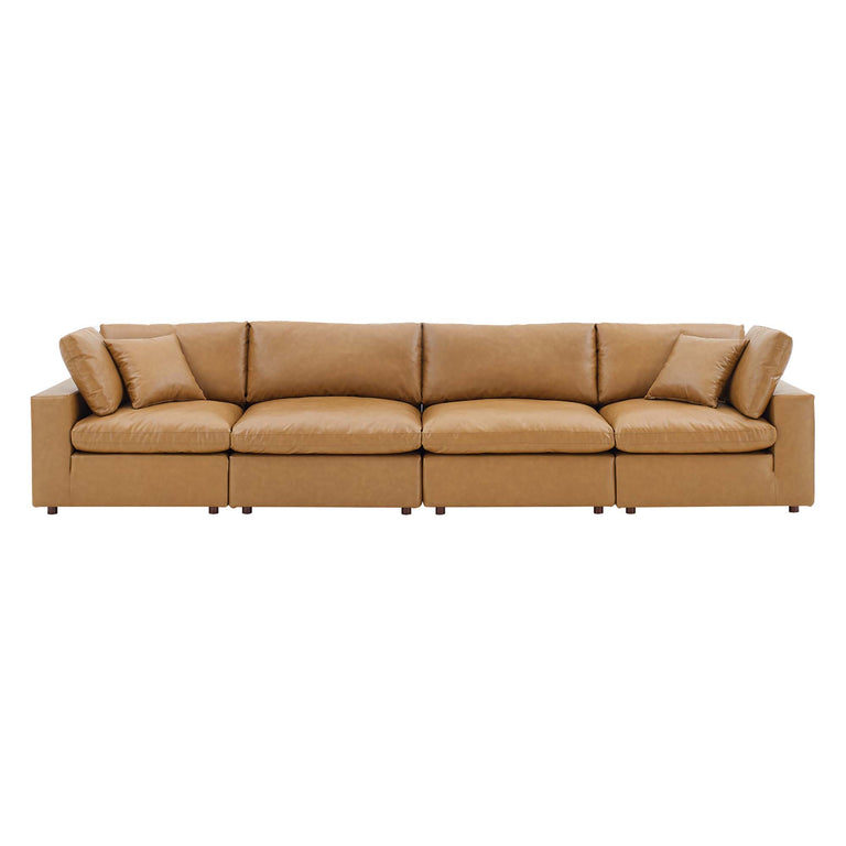 COMMIX OVERSTUFFED VEGAN LEATHER SOFA SECTIONAL | LIVING ROOM FURNITURE