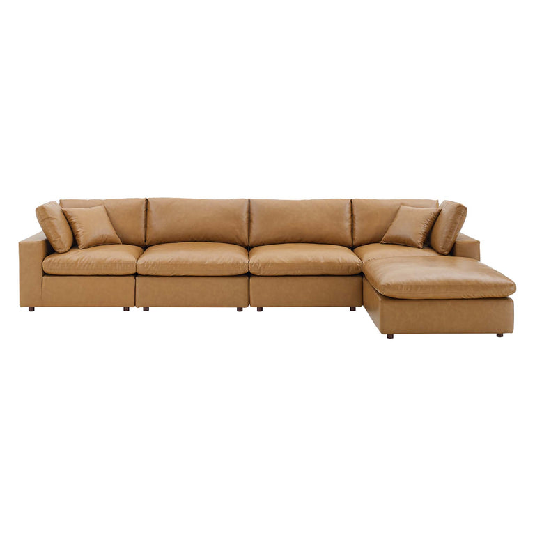 COMMIX OVERSTUFFED VEGAN LEATHER SOFA SECTIONAL | LIVING ROOM FURNITURE