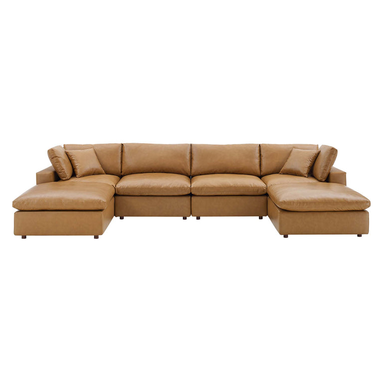 COMMIX OVERSTUFFED VEGAN LEATHER SOFA SECTIONAL | LIVING ROOM FURNITURE