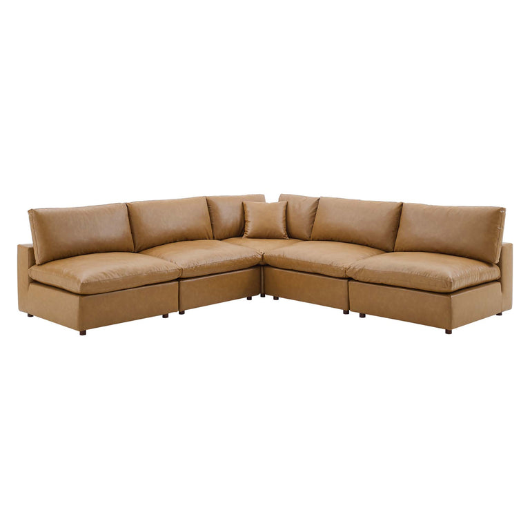 COMMIX OVERSTUFFED VEGAN LEATHER SOFA SECTIONAL | LIVING ROOM FURNITURE