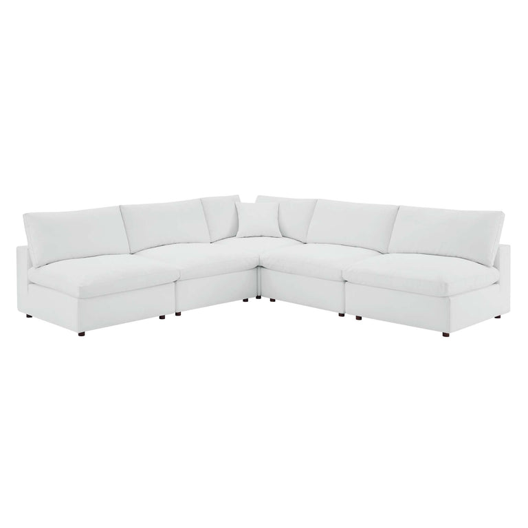 COMMIX OVERSTUFFED VEGAN LEATHER SOFA SECTIONAL | LIVING ROOM FURNITURE