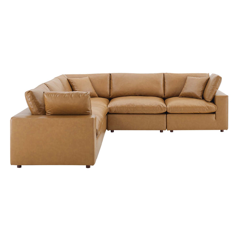 COMMIX OVERSTUFFED VEGAN LEATHER SOFA SECTIONAL | LIVING ROOM FURNITURE