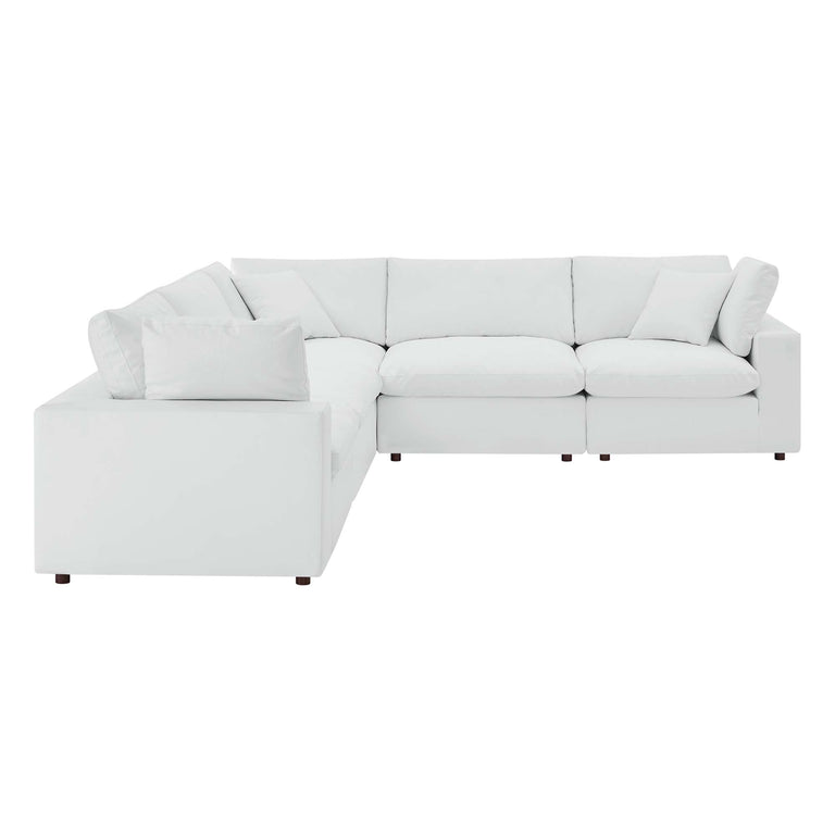 COMMIX OVERSTUFFED VEGAN LEATHER SOFA SECTIONAL | LIVING ROOM FURNITURE