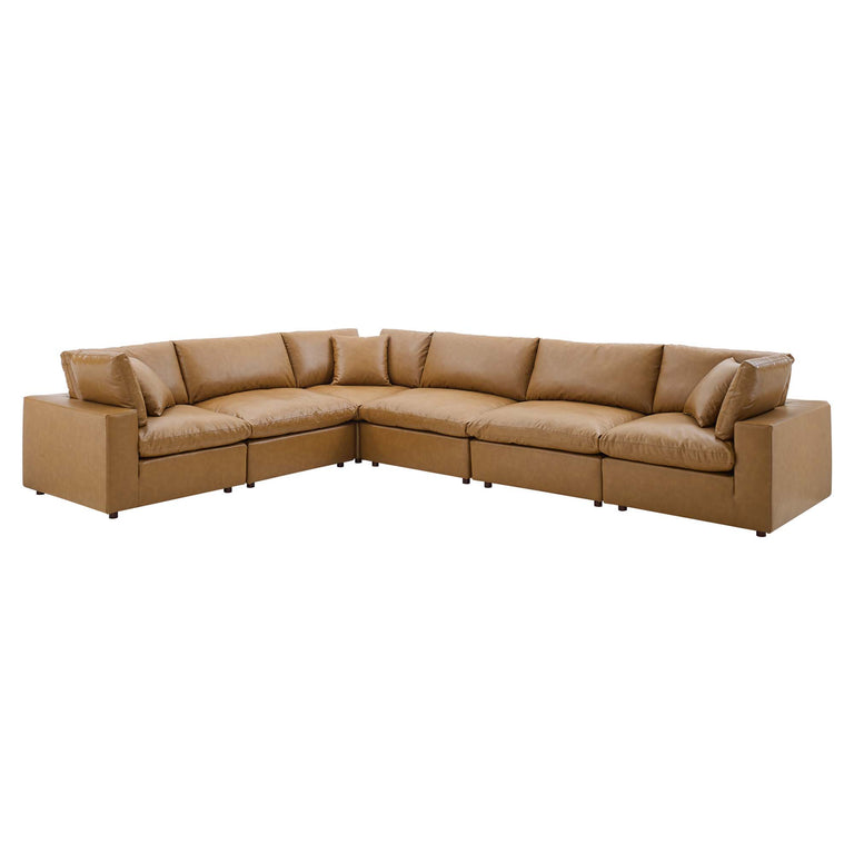 COMMIX OVERSTUFFED VEGAN LEATHER SOFA SECTIONAL | LIVING ROOM FURNITURE