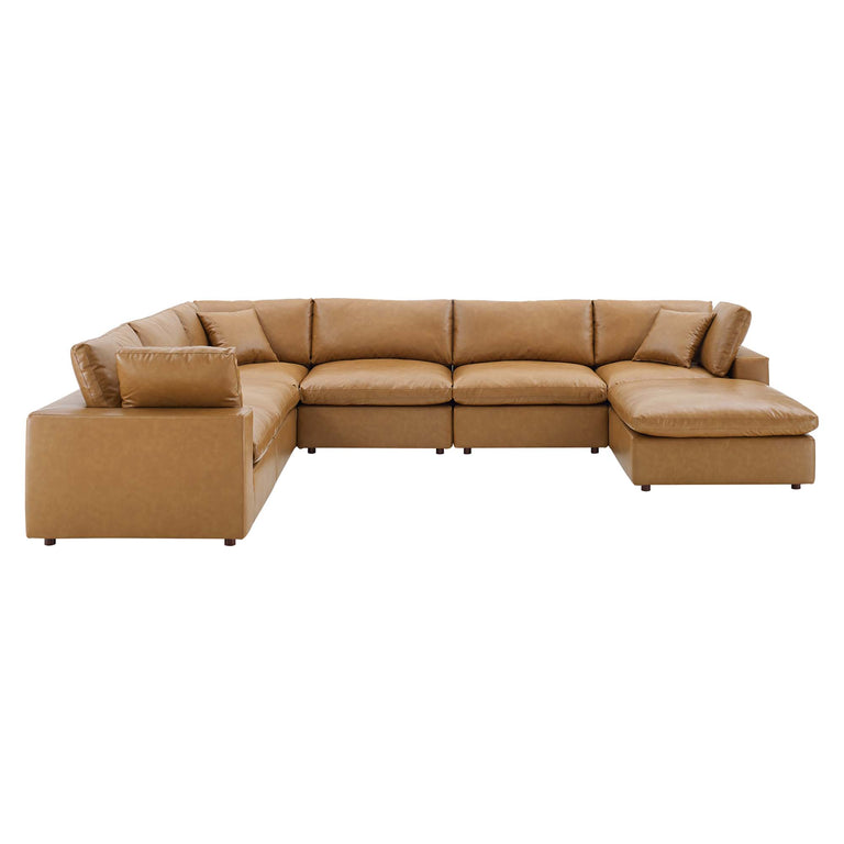 COMMIX OVERSTUFFED VEGAN LEATHER SOFA SECTIONAL | LIVING ROOM FURNITURE