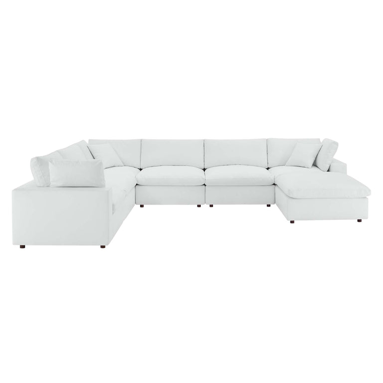 COMMIX OVERSTUFFED VEGAN LEATHER SOFA SECTIONAL | LIVING ROOM FURNITURE