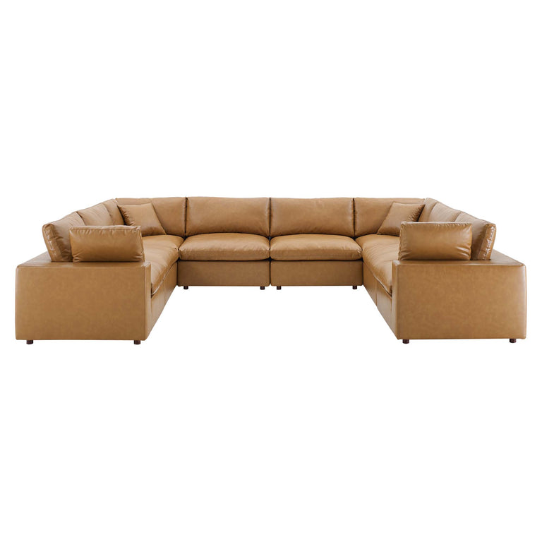 COMMIX OVERSTUFFED VEGAN LEATHER SOFA SECTIONAL | LIVING ROOM FURNITURE