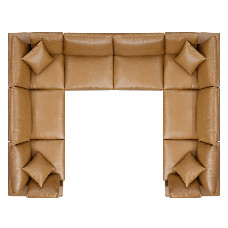 COMMIX OVERSTUFFED VEGAN LEATHER SOFA SECTIONAL | LIVING ROOM FURNITURE