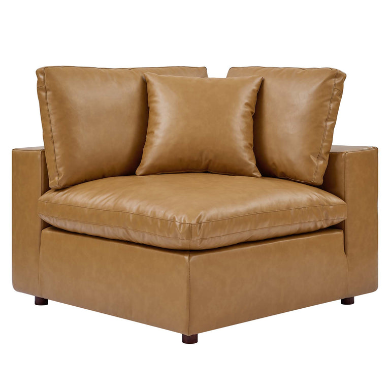 COMMIX OVERSTUFFED VEGAN LEATHER SOFA SECTIONAL | LIVING ROOM FURNITURE