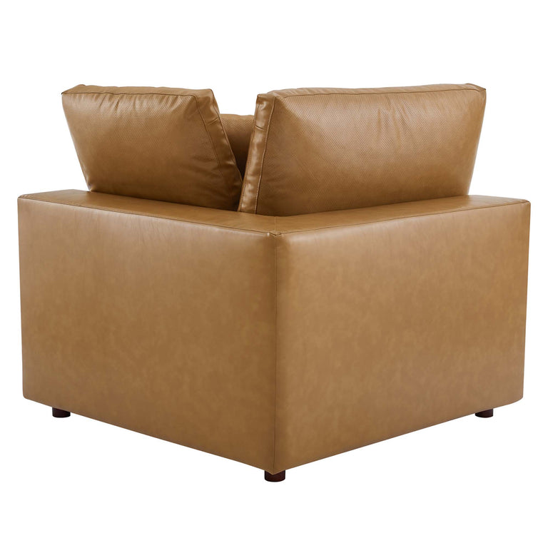 COMMIX OVERSTUFFED VEGAN LEATHER SOFA SECTIONAL | LIVING ROOM FURNITURE