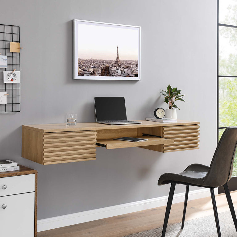 RENDER | COMPUTER DESKS WALL MOUNTED | OAK