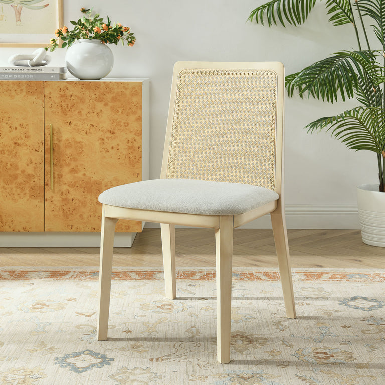 MONARCH | DINING CHAIRS | ANTIQUE WHITE NATURAL HEATHERED WEAVE IVORY