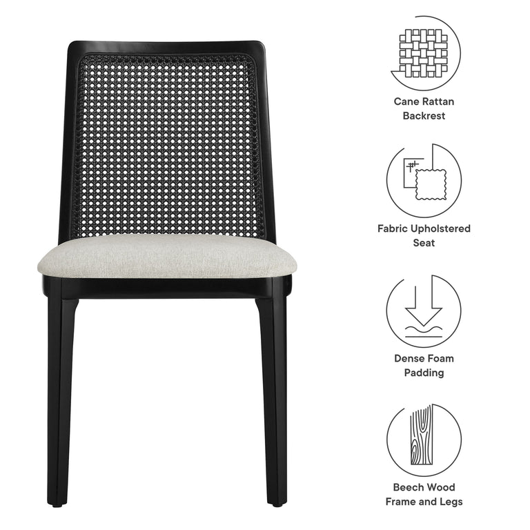 MONARCH | DINING CHAIRS | BLACK BLACK HEATHERED WEAVE IVORY