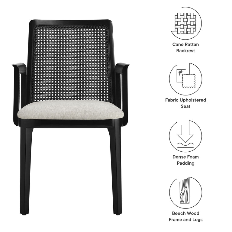 MONARCH | DINING CHAIRS | BLACK BLACK HEATHERED WEAVE IVORY