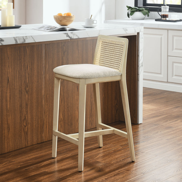 MONARCH | BAR AND COUNTER STOOLS | ANTIQUE WHITE NATURAL HEATHERED WEAVE IVORY