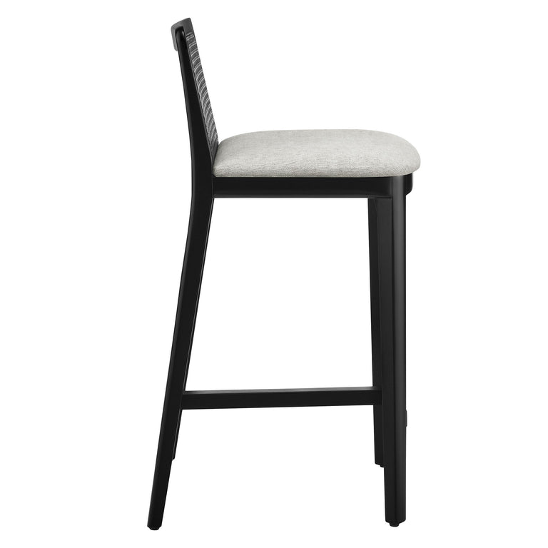 MONARCH | BAR AND COUNTER STOOLS | BLACK BLACK HEATHERED WEAVE IVORY