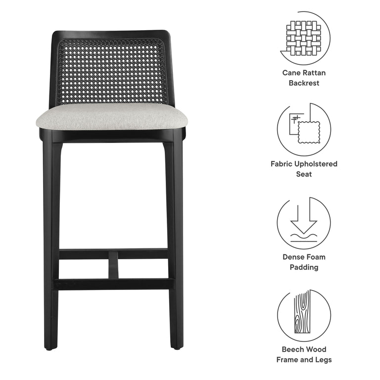 MONARCH | BAR AND COUNTER STOOLS | BLACK BLACK HEATHERED WEAVE IVORY