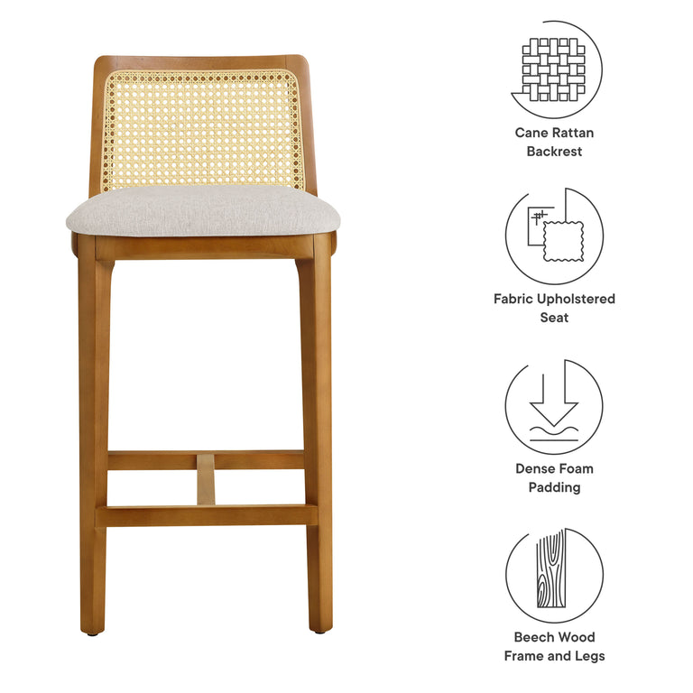 MONARCH | BAR AND COUNTER STOOLS | HONEY NATURAL HEATHERED WEAVE IVORY