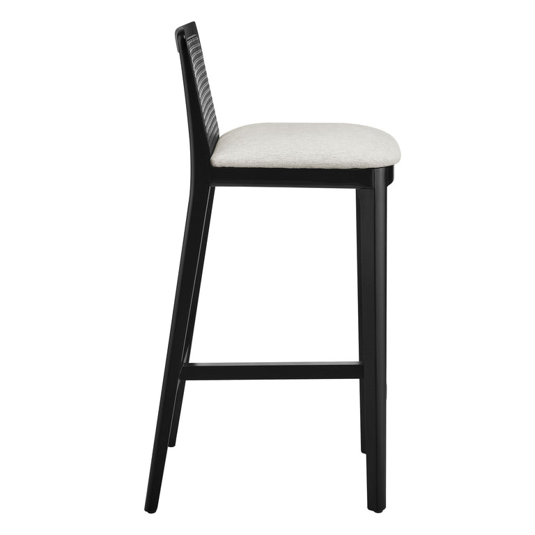 MONARCH | BAR AND COUNTER STOOLS | BLACK BLACK HEATHERED WEAVE IVORY