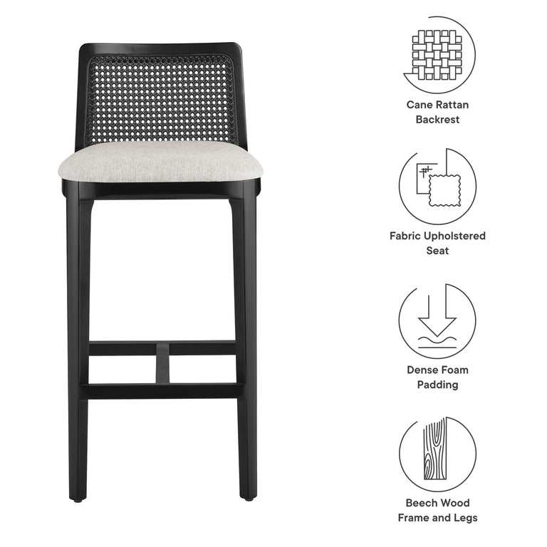 MONARCH | BAR AND COUNTER STOOLS | BLACK BLACK HEATHERED WEAVE IVORY