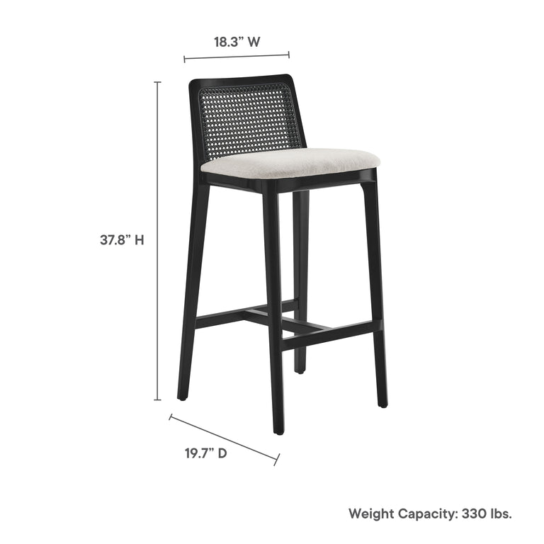 MONARCH | BAR AND COUNTER STOOLS | BLACK BLACK HEATHERED WEAVE IVORY