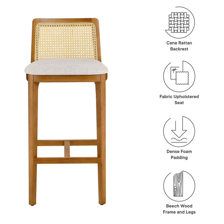 MONARCH | BAR AND COUNTER STOOLS | HONEY NATURAL HEATHERED WEAVE IVORY