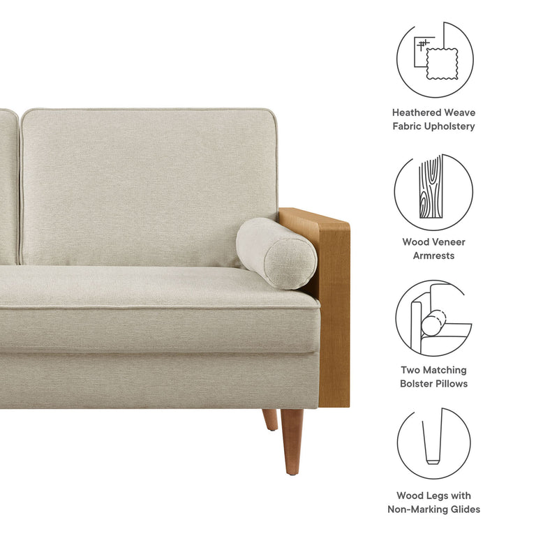 KELLAN | SOFAS AND ARMCHAIRS | WALNUT HEATHERED WEAVE LIGHT BEIGE