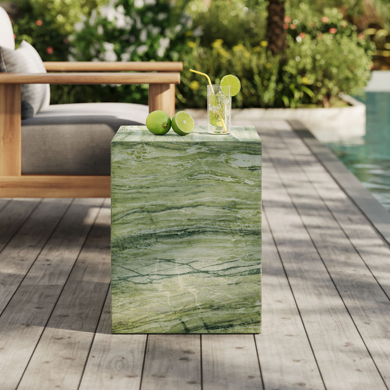 JORDANA | OUTDOOR SIDE TABLE | GREEN MARBLE