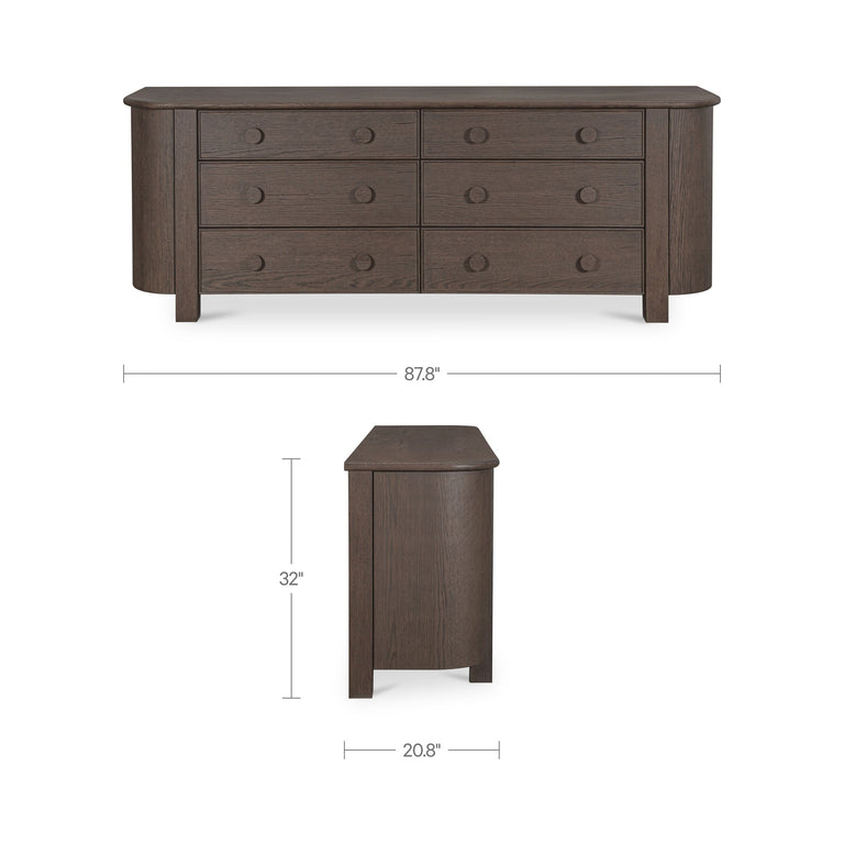 LOREN 6 DRAWER DRESSER DARK BROWN
