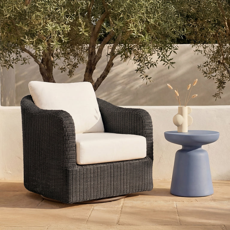 BODHI OUTDOOR SWIVEL ACCENT CHAIR  CHARCOAL