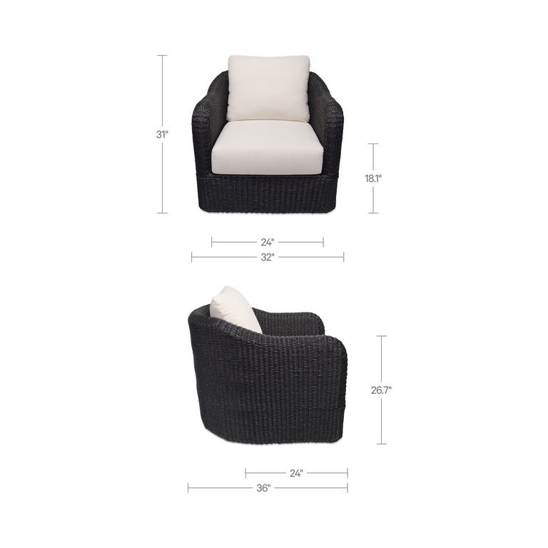BODHI OUTDOOR SWIVEL ACCENT CHAIR  CHARCOAL