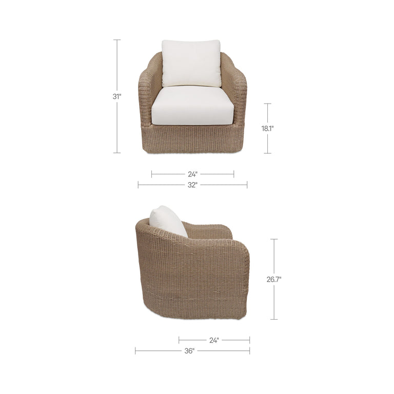 BODHI OUTDOOR SWIVEL ACCENT CHAIR  CHARCOAL