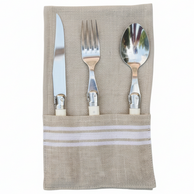 THIEFFRY BELGIAN LINEN UTENSIL HOLDER, WHITE | 