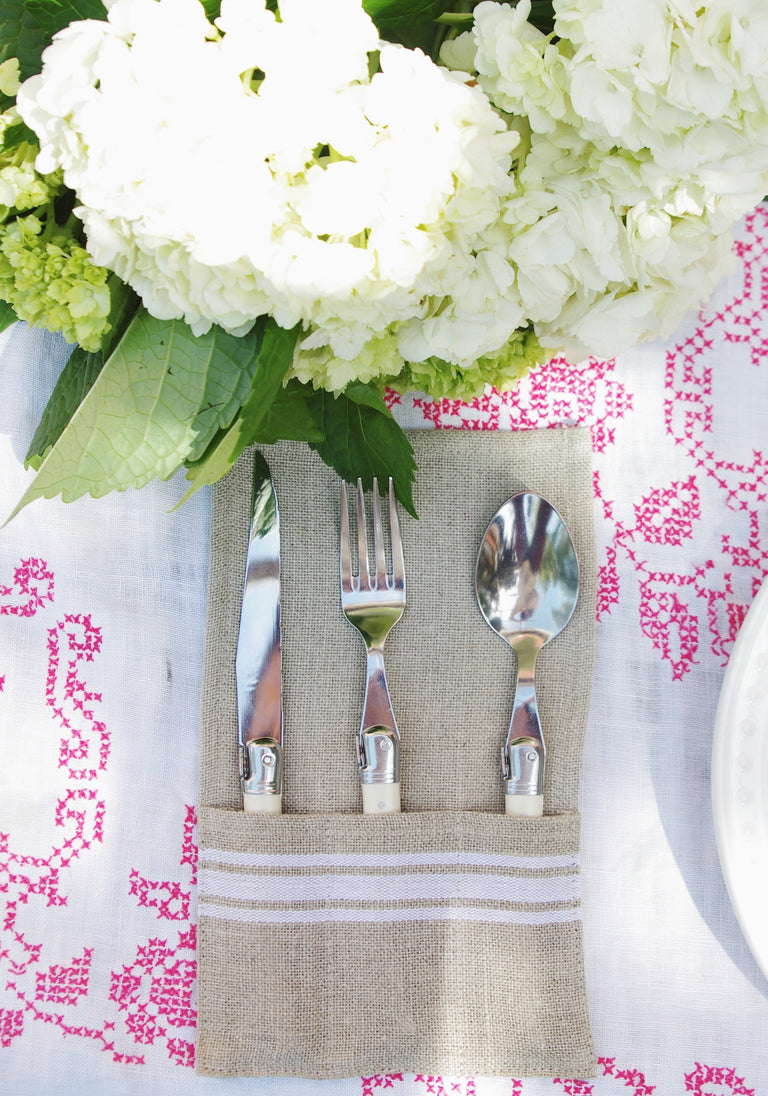 THIEFFRY BELGIAN LINEN UTENSIL HOLDER, WHITE | 