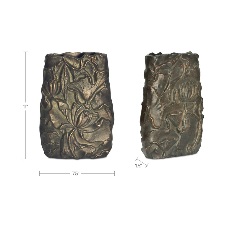 SABINE CAST ALUMINUM VASE ANTIQUE BRASS