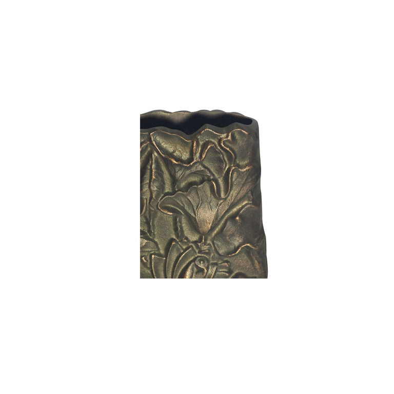SABINE CAST ALUMINUM VASE ANTIQUE BRASS