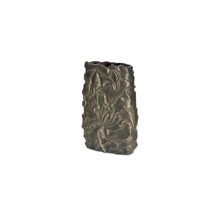 SABINE CAST ALUMINUM VASE ANTIQUE BRASS