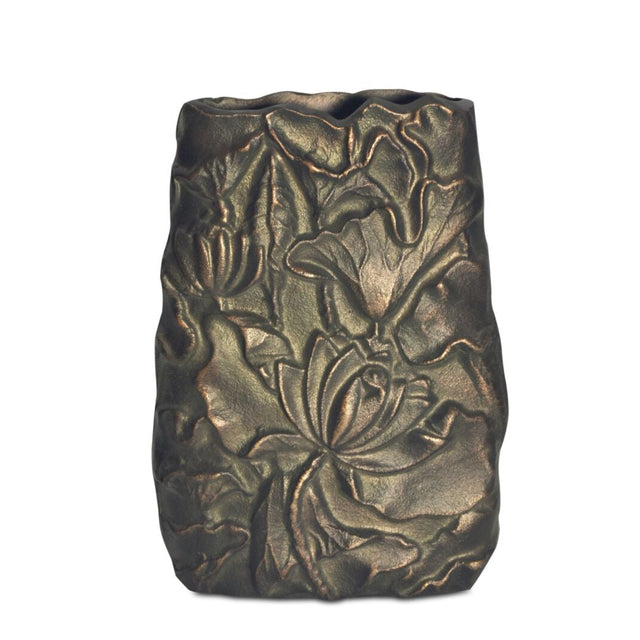 SABINE CAST ALUMINUM VASE ANTIQUE BRASS