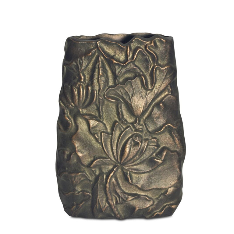 SABINE CAST ALUMINUM VASE ANTIQUE BRASS