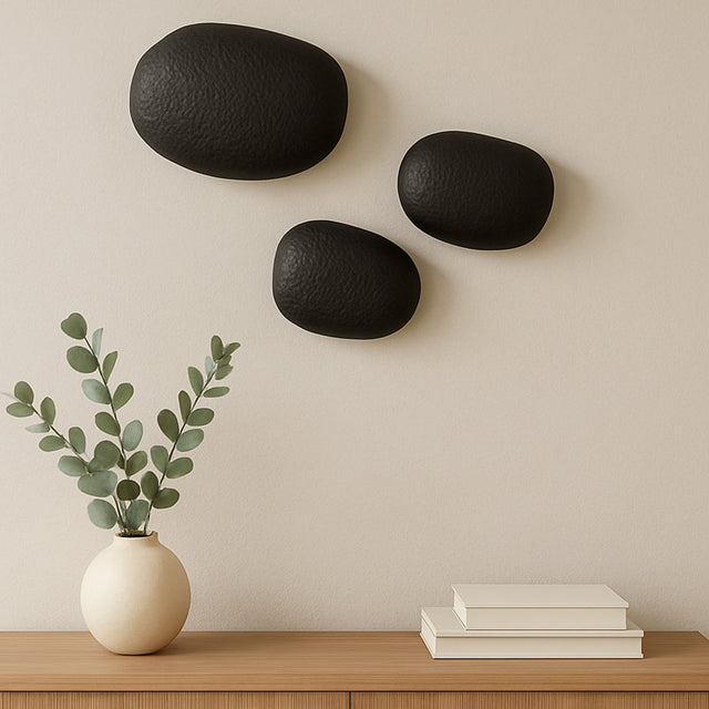 BRETON CAST ALUMINUM WALL SCULPTURE BLACK-SET OF 3