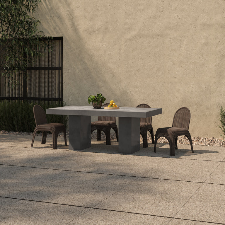 KENDALL OUTDOOR DINING CHAIR BROWN-SET OF TWO