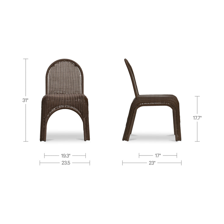 KENDALL OUTDOOR DINING CHAIR BROWN-SET OF TWO