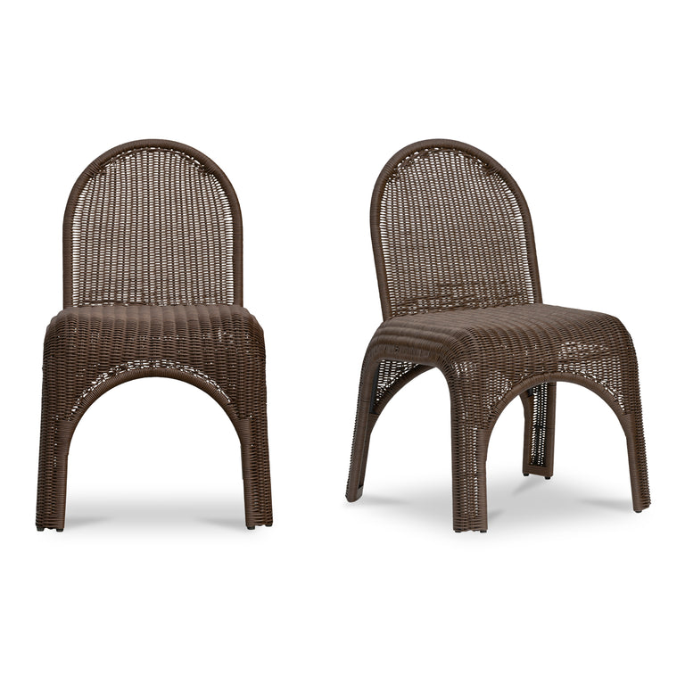 KENDALL OUTDOOR DINING CHAIR BROWN-SET OF TWO