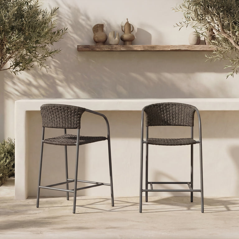 ZOLA OUTDOOR BAR STOOL DARK BROWN