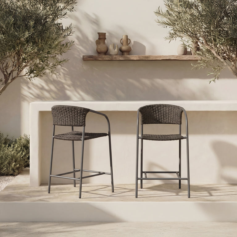 ZOLA OUTDOOR BAR STOOL DARK BROWN