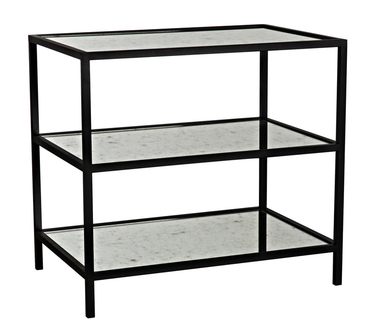 3 TIER SIDE TABLE WITH ANTIQUED MIRROR | TABLE